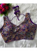 Georgette Purple Wedding Wear Embroidery Work Readymade Blouse